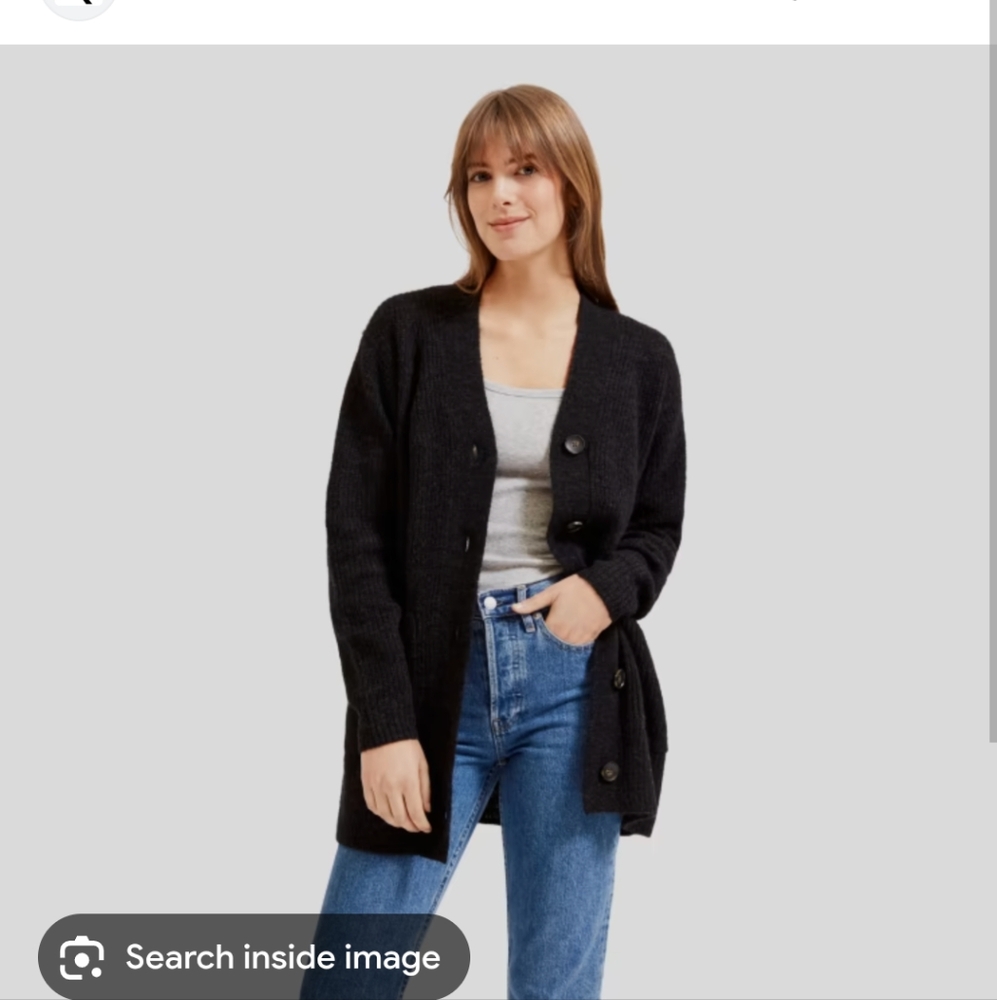 Everlane The Oversized Alpaca 🦙 Cardigan - Heather Black 🖤